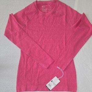 Figs Hot Pink Long Sleeve Top with Subtle Pattern